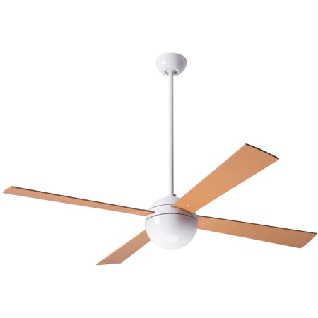 A large image of the Modern Fan Co. Ball Gloss White with Maple Blades and Canopy