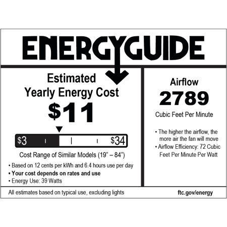 A large image of the Modern Fan Co. Ball Flush Energy Guide - 42"
