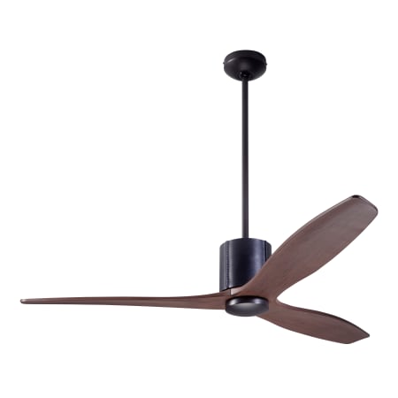 A large image of the Modern Fan Co. LeatherLuxe Dark Bronze finish and Black Leather wrap with Mahogany blades