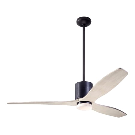 A large image of the Modern Fan Co. LeatherLuxe with Light Kit Dark Bronze and Black Leather sleeves w/ Whitewash blades and 271 Light Kit