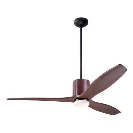 A large image of the Modern Fan Co. LeatherLuxe with Light Kit Dark Bronze and Chocolate Leather sleeves w/ Mahogany blades and 271 Light