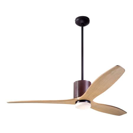 A large image of the Modern Fan Co. LeatherLuxe with Light Kit Dark Bronze and Chocolate Leather sleeves w/ Maple blades and 271 Light