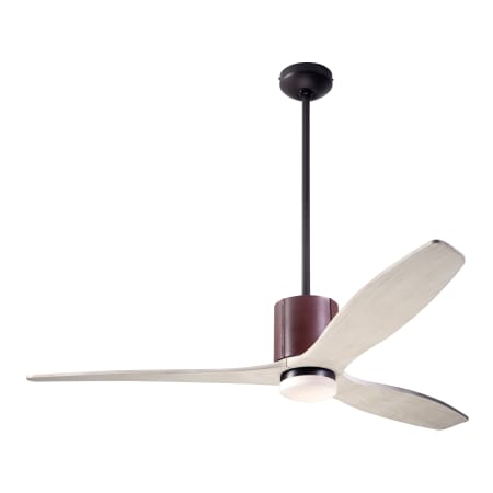 A large image of the Modern Fan Co. LeatherLuxe with Light Kit Dark Bronze and Chocolate Leather sleeves w/ Whitewash blades and 271 Light