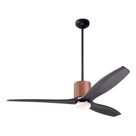 A large image of the Modern Fan Co. LeatherLuxe with Light Kit Dark Bronze and Tan Leather sleeves w/ Ebony blades and 271 Light
