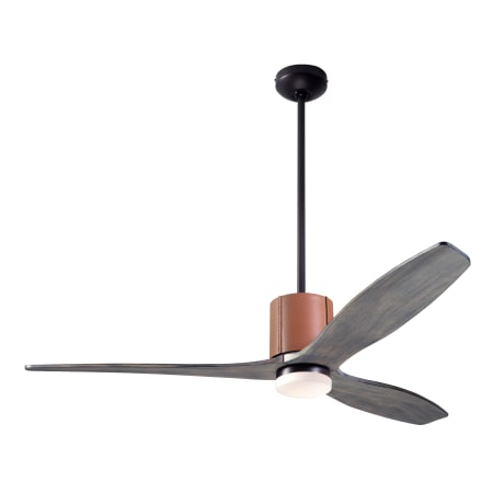 A large image of the Modern Fan Co. LeatherLuxe with Light Kit Dark Bronze and Tan Leather sleeves w/ Graywash blades and 271 Light