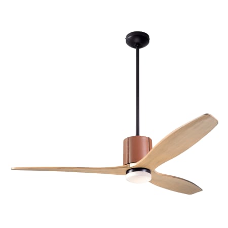 A large image of the Modern Fan Co. LeatherLuxe with Light Kit Dark Bronze and Tan Leather sleeves w/ Maple blades and 271 Light