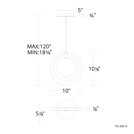 A large image of the Modern Forms PD-38210 Line Drawing