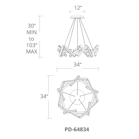 A large image of the Modern Forms PD-64834 Modern Forms-PD-64834-Line Drawing