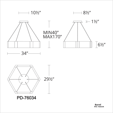 A large image of the Modern Forms PD-76034 Line Drawing