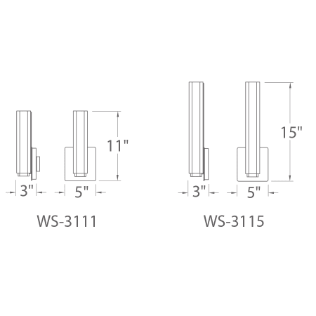 A large image of the Modern Forms WS-3115 Line Drawing