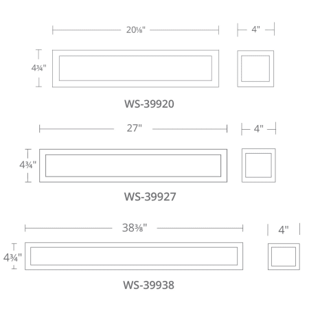 A large image of the Modern Forms WS-39938 Line Drawing