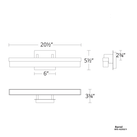 A large image of the Modern Forms WS-62021 Line Drawing