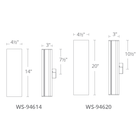A large image of the Modern Forms WS-94614 Line Drawing