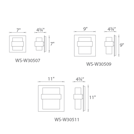 A large image of the Modern Forms WS-W30507 Modern Forms-WS-W30507-Line Drawing