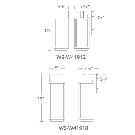 A large image of the Modern Forms WS-W41918 Line Drawing