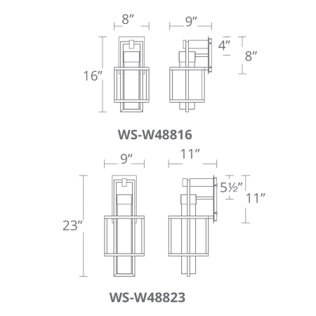 A large image of the Modern Forms WS-W48823 Modern Forms-WS-W48823-Line Drawing