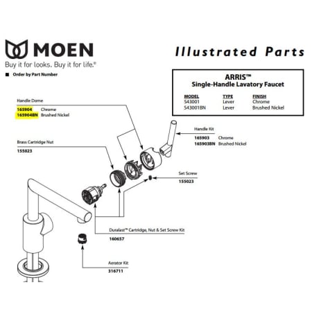 A large image of the Moen 165904 Brushed Nickel