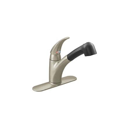 A large image of the Moen 7560SLBL Stainless/Matte Black