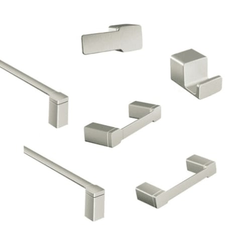 A large image of the Moen 90 Degree Accessories Bundle 1 Brushed Nickel