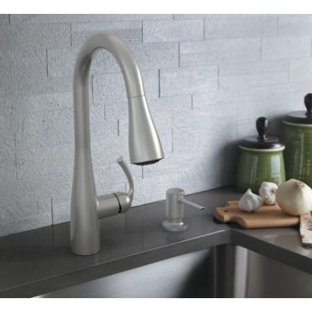 Spot Resist Stainless for sale online Moen 87014SRS Essie One-Handle High Arc Pulldown Kitchen Faucet