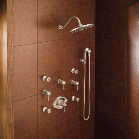 A large image of the Moen 1025 Installed Shower System in Nickel