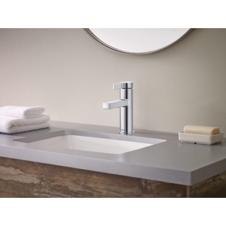 A large image of the Moen 84774 Beric Single Hole Faucet Installed