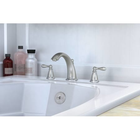 A large image of the Moen 86440 Moen-86440-Installed Roman Tub Faucet in Spot Resist Brushed Nickel
