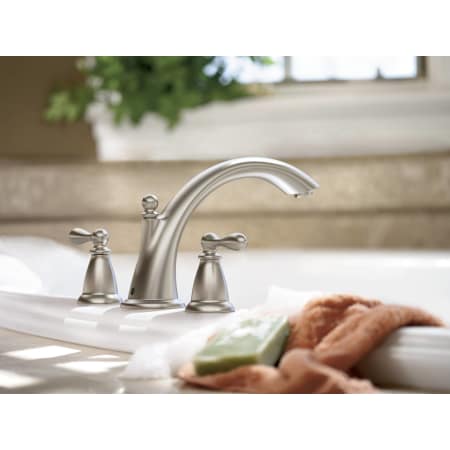 A large image of the Moen 86440 Moen-86440-Installed Roman Tub Faucet in Spot Resist Brushed Nickel