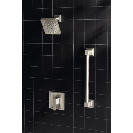 A large image of the Moen 870 Installed Shower System in Brushed Nickel