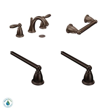 A large image of the Moen Brantford Faucet and Accessory Bundle 3 Oil Rubbed Bronze