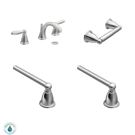 A large image of the Moen Brantford Faucet and Accessory Bundle 3 Chrome