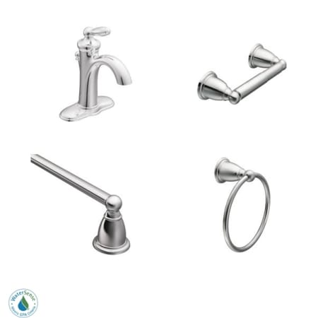 A large image of the Moen Brantford Faucet and Accessory Bundle 2 Chrome