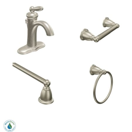 A large image of the Moen Brantford Faucet and Accessory Bundle 2 Brushed Nickel
