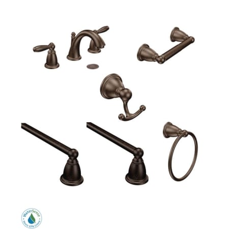 A large image of the Moen Brantford Faucet and Accessory Bundle 4 Oil Rubbed Bronze