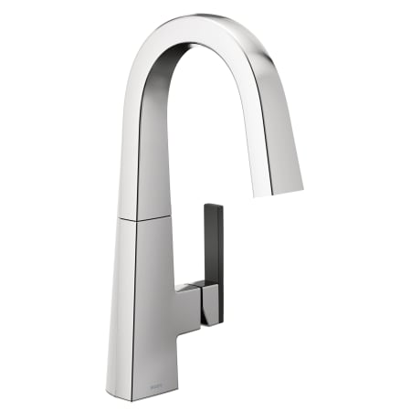 A large image of the Moen S55005 Chrome Faucet with Matte Black Handle