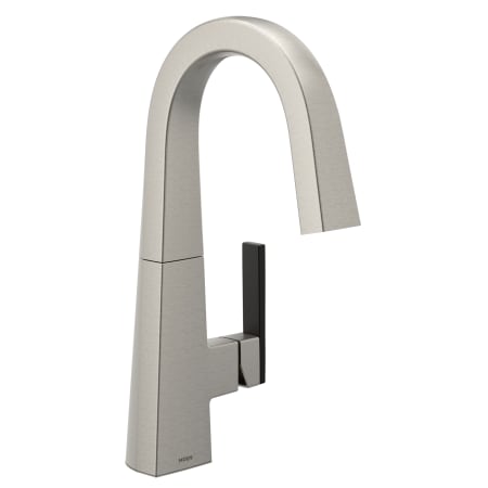 A large image of the Moen S55005 Spot Resist Stainless with Matte Black Handle