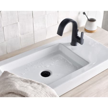 Moen S6910BL Matte Black Doux 1.2 GPM Single Hole Bathroom Faucet with ...