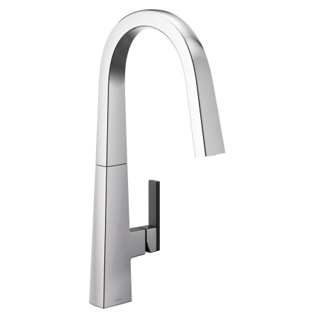 A large image of the Moen S75005 Chrome Faucet with Matte Black Handle