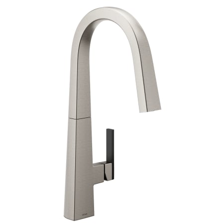 A large image of the Moen S75005 Spot Resist Stainless with Matte Black Handle