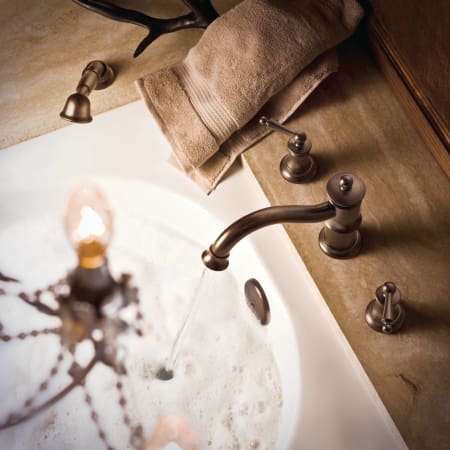 A large image of the Moen TS213 Moen-TS213-Installed Roman Tub Faucet in Oil Rubbed Bronze