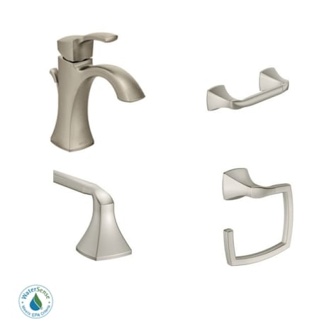 A large image of the Moen Voss Faucet and Accessory Bundle 2 Brushed Nickel