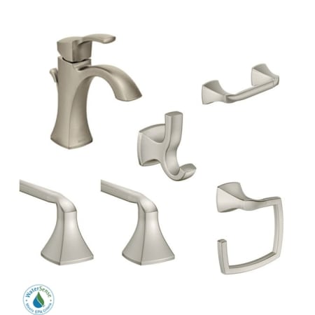 A large image of the Moen Voss Faucet and Accessory Bundle 4 Brushed Nickel