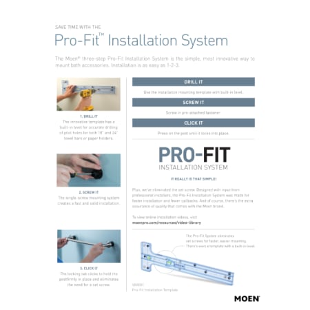 A large image of the Moen YB2103 Pro-Fit Installation Guide