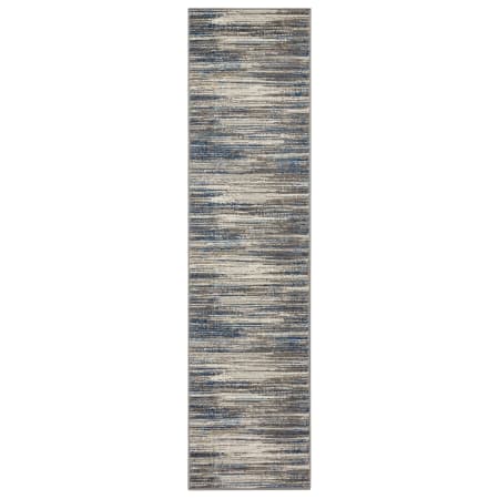 A large image of the Mohawk Home EEBER 024096 EE Furie Stripe Gray / Dark Blue