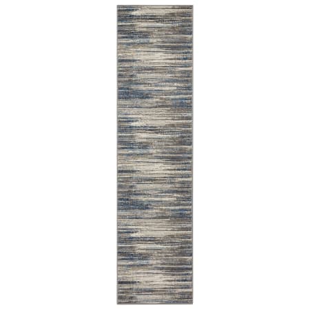A large image of the Mohawk Home EEBER 024120 EE Furie Stripe Gray / Dark Blue