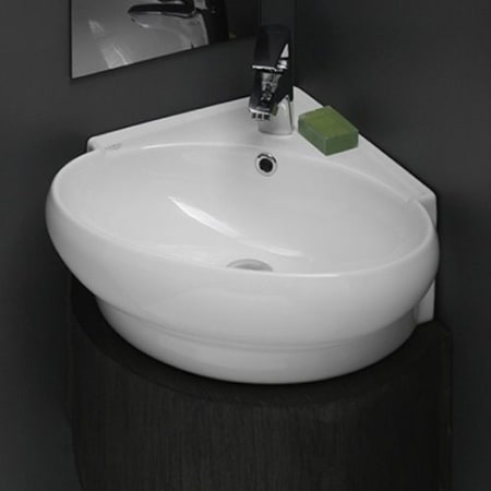 Nameeks Cerastyle 002000 U One Hole White One Hole Cerastyle 20 Ceramic Wall Mounted Bathroom Sink With 1 Faucet Hole And Overflow