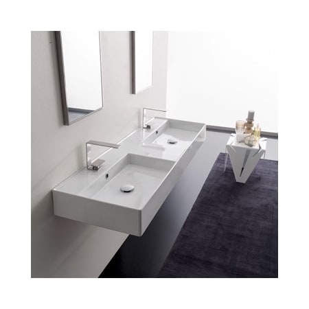 Nameeks Scarabeo 5116 2hole White Teorema 2 Double Bathroom Sink