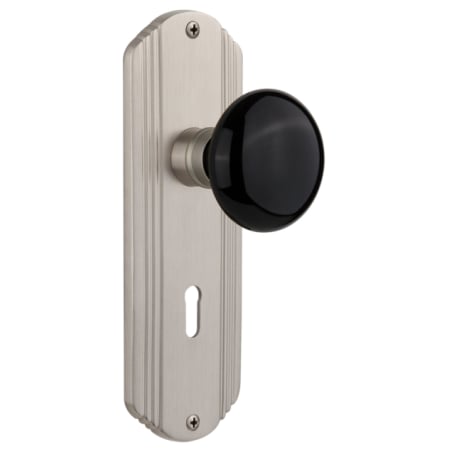 A large image of the Nostalgic Warehouse DECBLK_MRT_214_KH Satin Nickel