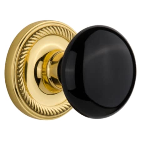 A large image of the Nostalgic Warehouse ROPBLK_PSG_234_NK Polished Brass