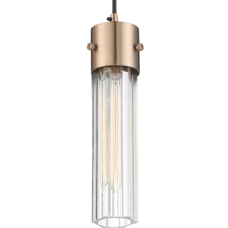 A large image of the Nuvo Lighting 60/6612 Copper Brushed Brass / Clear Ribbed